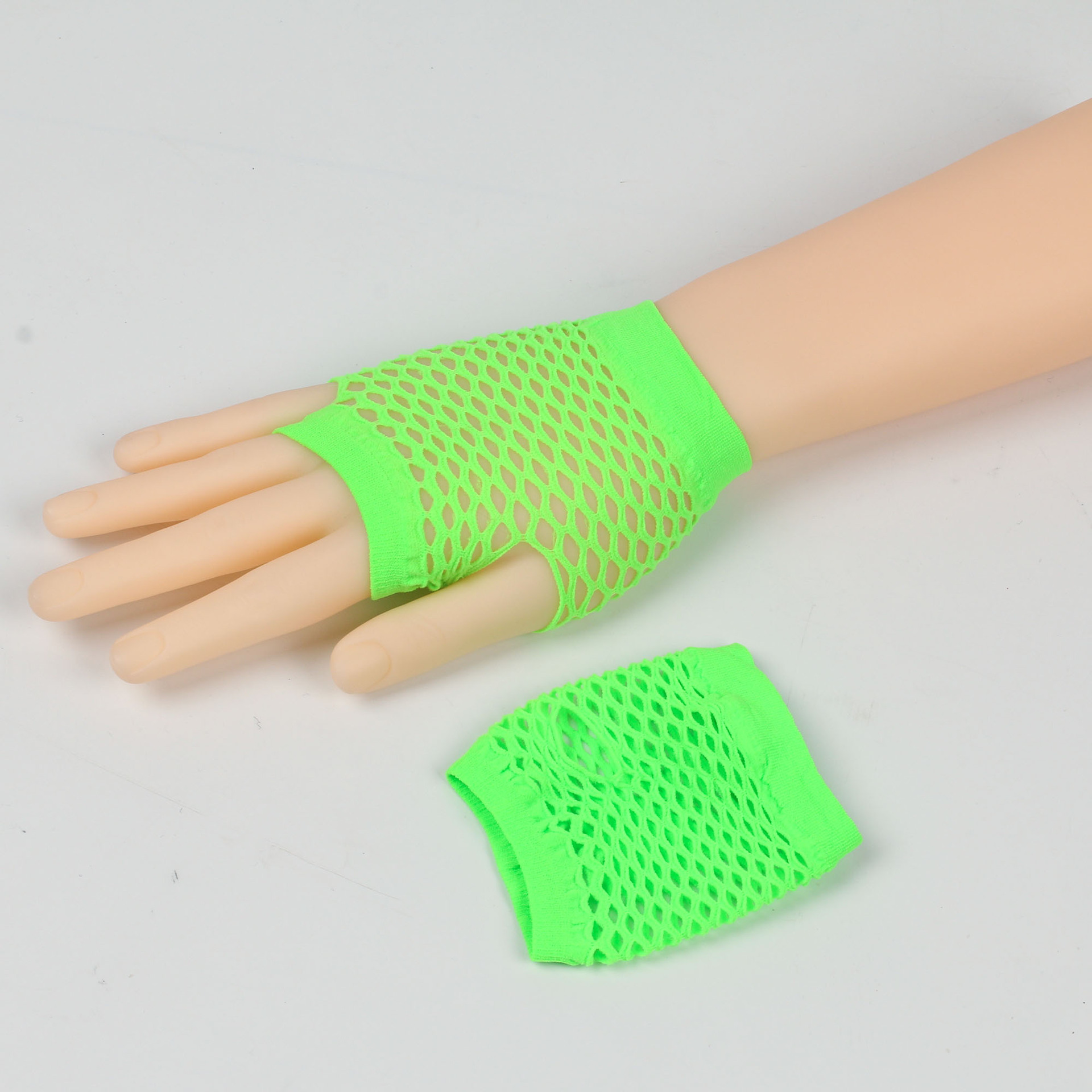 Cross-border short fishing net gloves nightclub multi-color sexy stretch gloves punk gloves European and American hollow mesh gloves_voghion.com