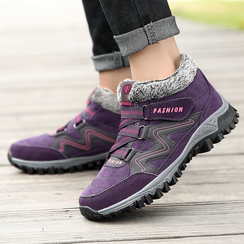 2022 plus size height increasing couple snow boots winter fleece-lined warm men's and women's outdoor cotton-padded shoes mid-top sports cotton-padded shoes