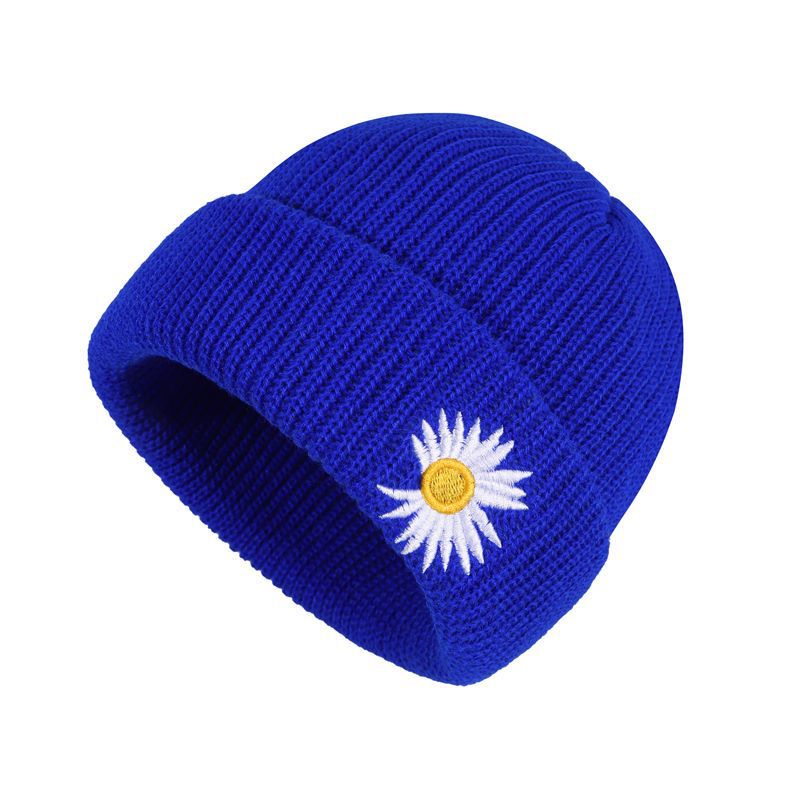 Star Daisy Knitted Spring Wool Hat Cold Hat Solid Color Melon Hat Small Flower Landlord Hat Yuppie Hat Tide