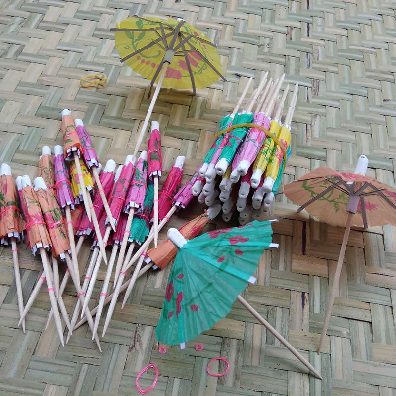 Umbrella Sign Features Disposable Fruit Sign Beverage Cocktail Cake Hamburger Plug-in Cold Dishes Plate Art Decorative Ornaments