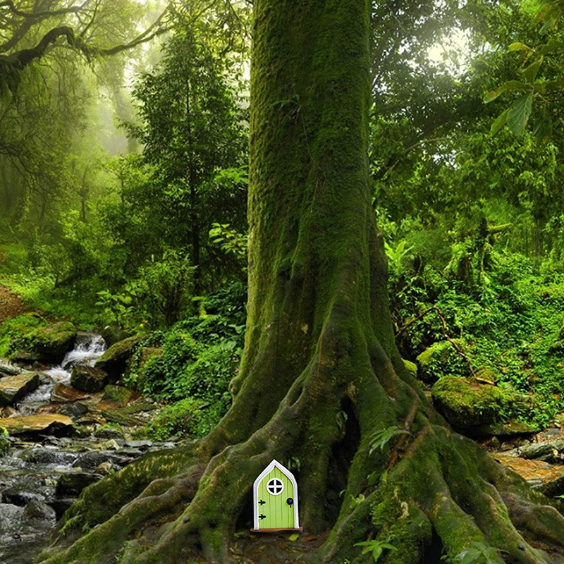 Spot Amazon Elf Fairy Door Fairy Door Courtyard Wooden Miniature Fairy Dwarf Door Tree Decoration