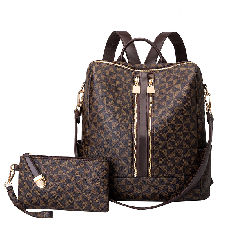 Fashion Printed Backpack Women's New 2023 Korean-style Large Capacity Retro Anti-theft Backpack Multi-use Casual Travel Bag