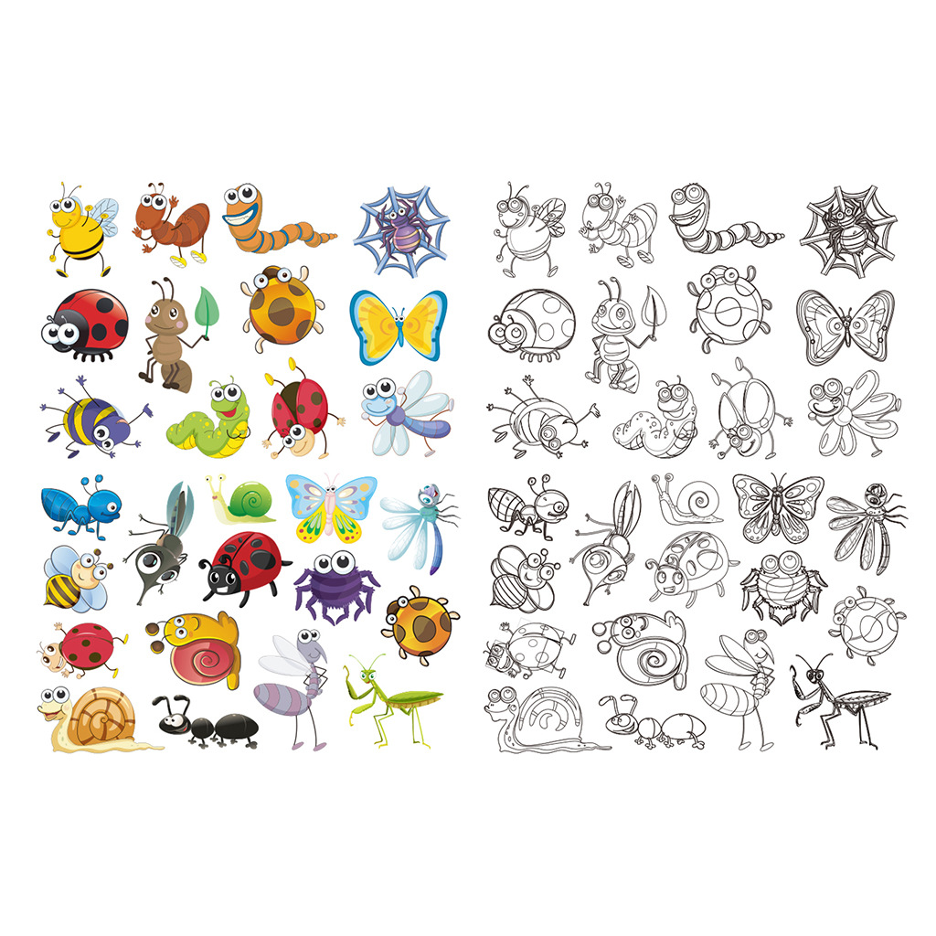 2023 New Cute Insect Animal Double Sided Electrostatic Stickers ADJ1004 Cross Border Custom Decorative Wall Stickers