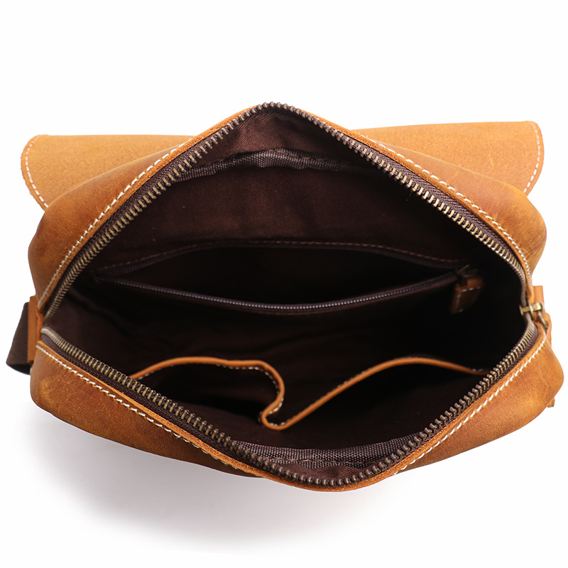 Foreign trade new men's handmade leather shoulder bag women's Crazy Horse leather messenger bag retro fashion cowhide ipad bag