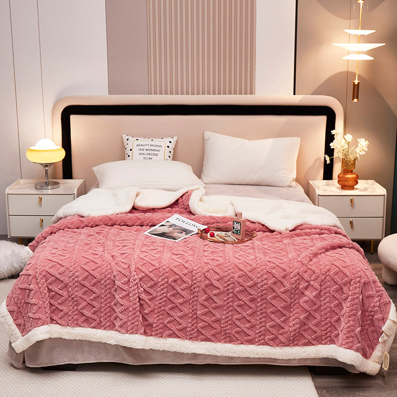 Sean Blanket Industry's 2024 Autumn and Winter New Taff Velvet Blanket Plain Solid Color Jacquard Double-Layer Sheep Velvet Small Hair Blanket