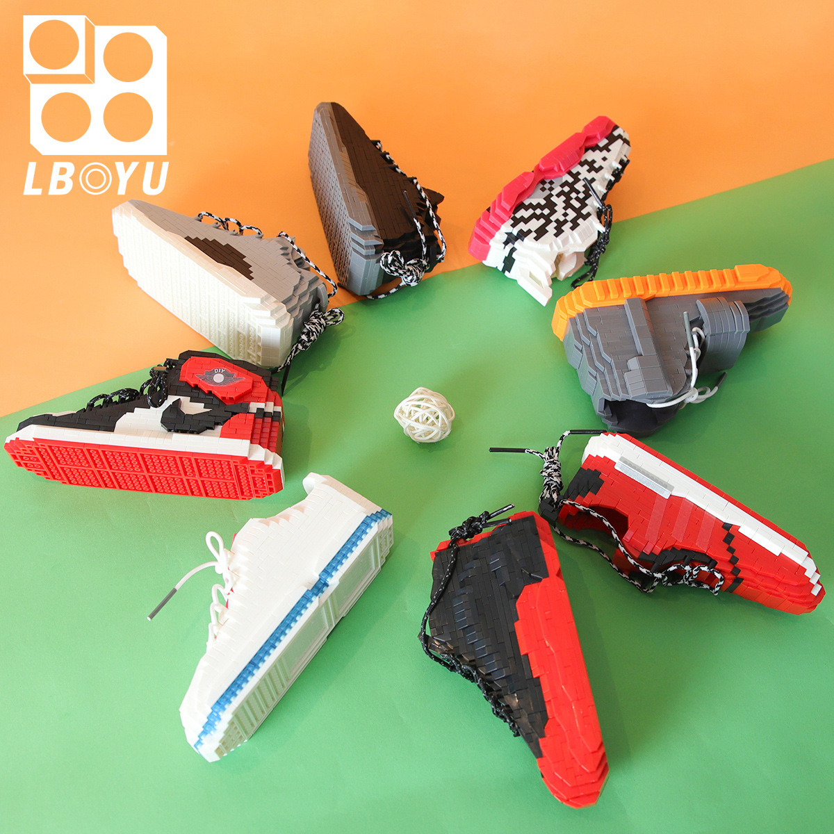 Le Bai Yu Aj Basketball Shoes Miniature Small Particle Building Blocks Children Boys Adult Puzzle Assembled Puzzle Toys