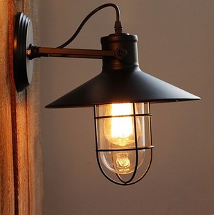 American country wall lamp Chinese restaurant aisle bedroom bedside retro iron wall lamp indoor hotel club wall lamp