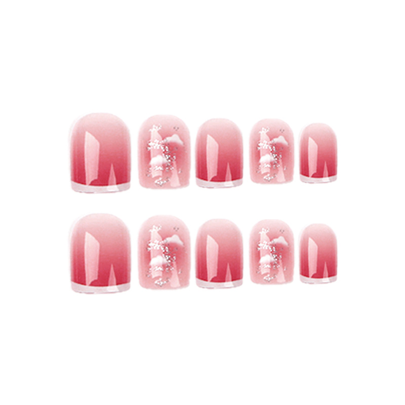 Nail Patch Wholesale White Edge French Wear Armor Pink Blush Clouds Pure Want to Wear Armor Nail Patch Finished Products