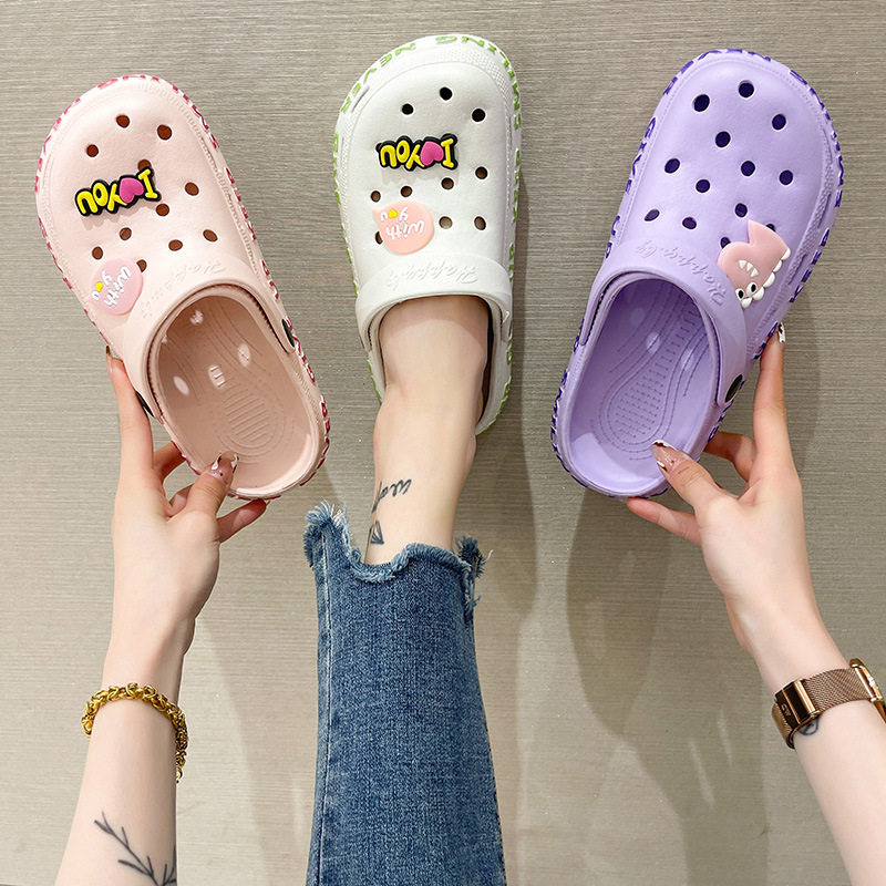 Hole Shoes New Outfit Summer Height Increasing Women's ins Trendy Slippers Women's Baotou High Heel Non-slip Beach Platform Sandals