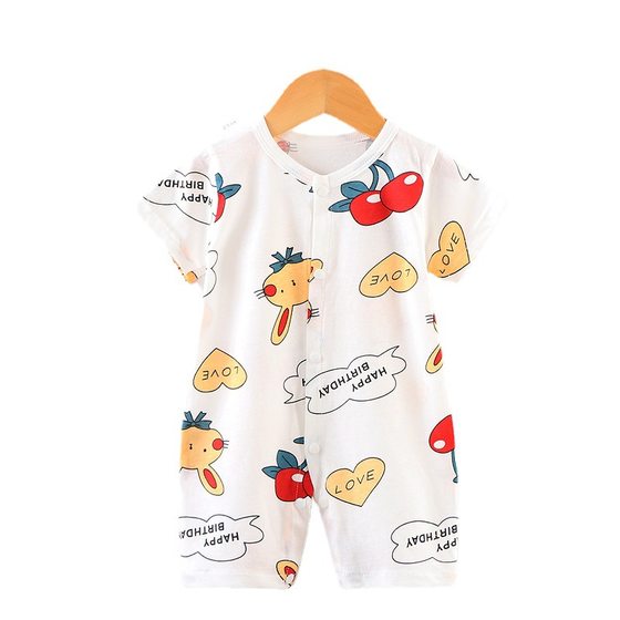 2024 New Baby jumpsuit Newborn Climbing Wear Short-sleeved Thin Ha-ha Clothes Baby's Clothing Baby Wrap Fart Clothes