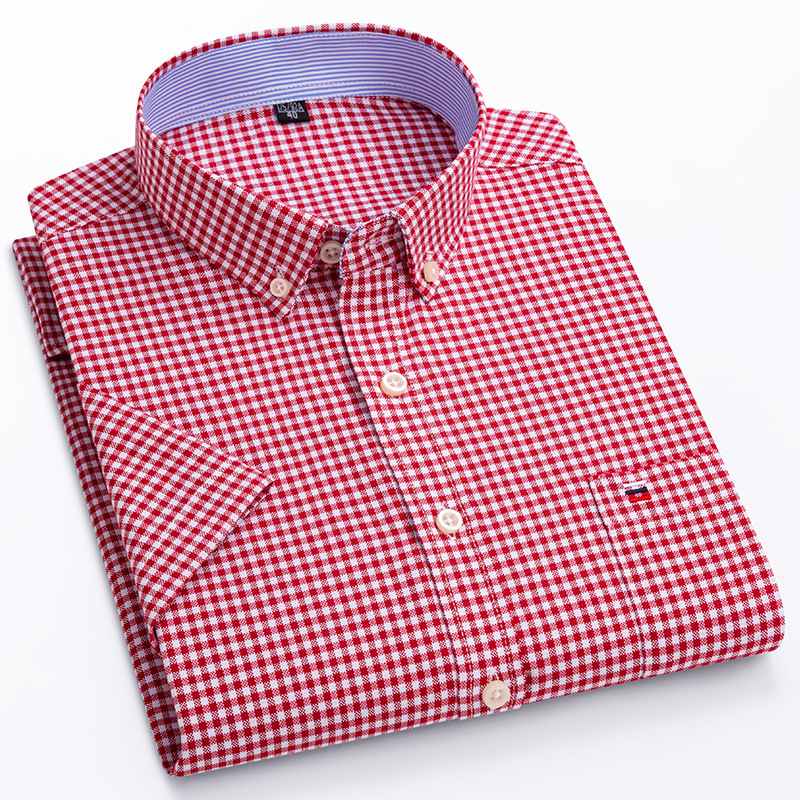 Men's Cotton Oxford Short Sleeve Shirt Summer Cardigan Top Fashion Casual Men's Half Sleeve Amazon Shirt