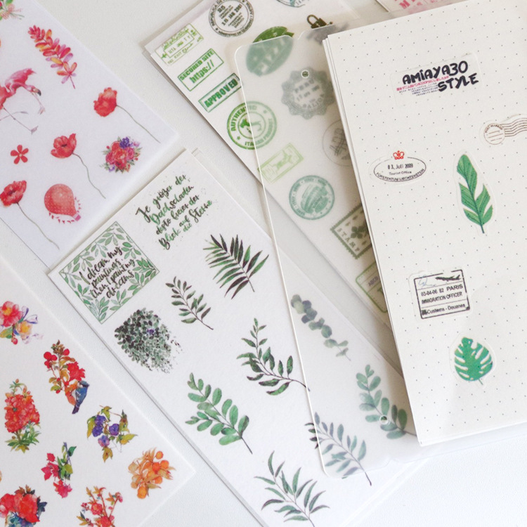 Flower Room Event Plant Flower bouquet retro hand account and paper sticker decorative small pattern ins Wind label hand account material sticker