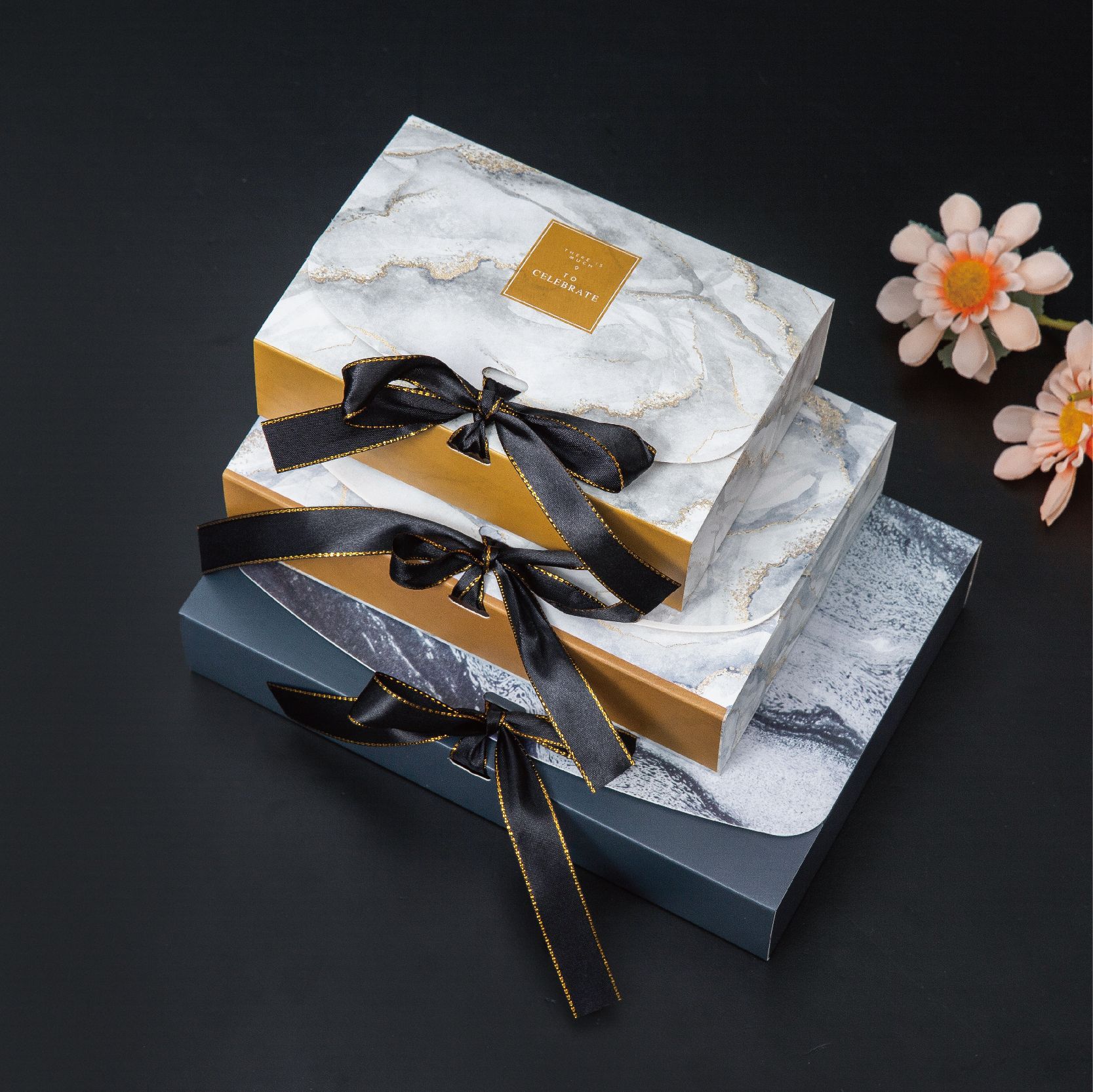 Spot Scarf Scarf Box Bra Underwear Socks Packaging Box Marble Pattern Gift Box Underwear Gift Box Empty Box
