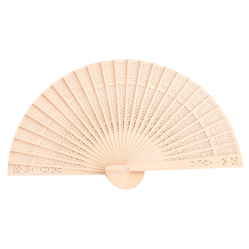 Wooden Fan Chinese Sandalwood Fan Antique Portable Hollow All Wooden Fan Vintage Daily Folding Fan Women's Folding Fan