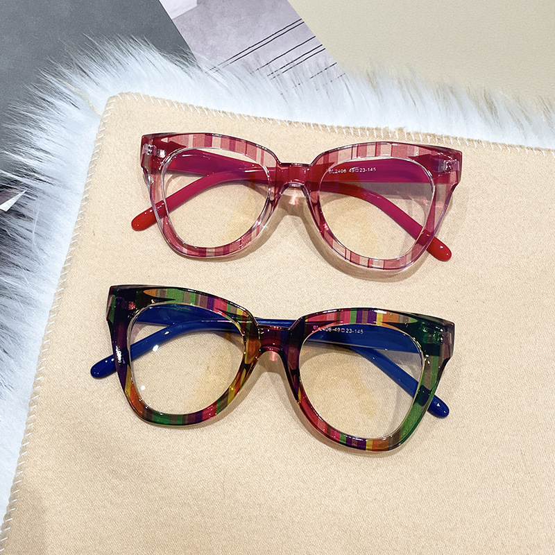 2024 cross-border new trend transparent frame anti-blue light flat mirror Europe and the United States retro cat's eye glasses frame BL2406