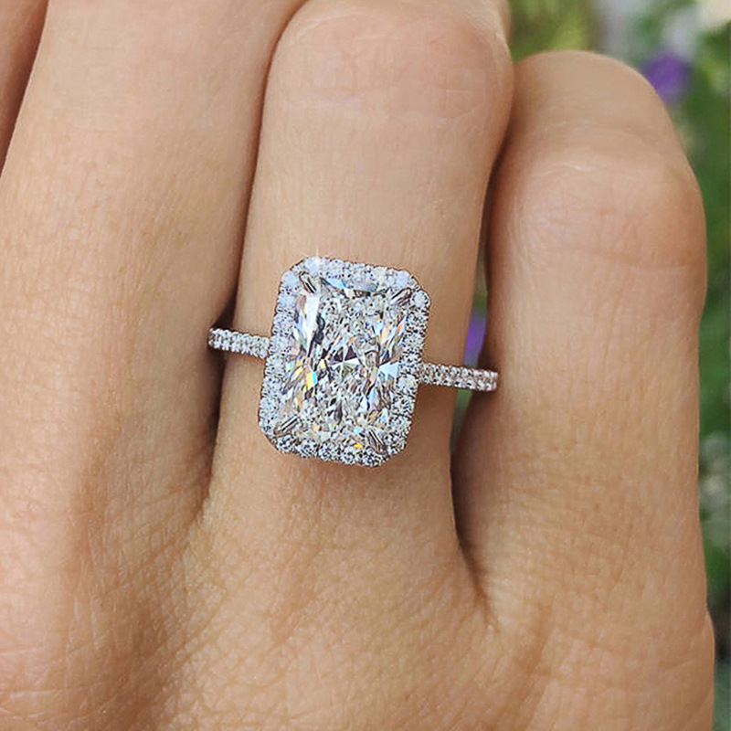曹適飾品訂婚戒指批發 歐美時尚仿真鑽鋯石結婚戒指 優雅新娘配飾