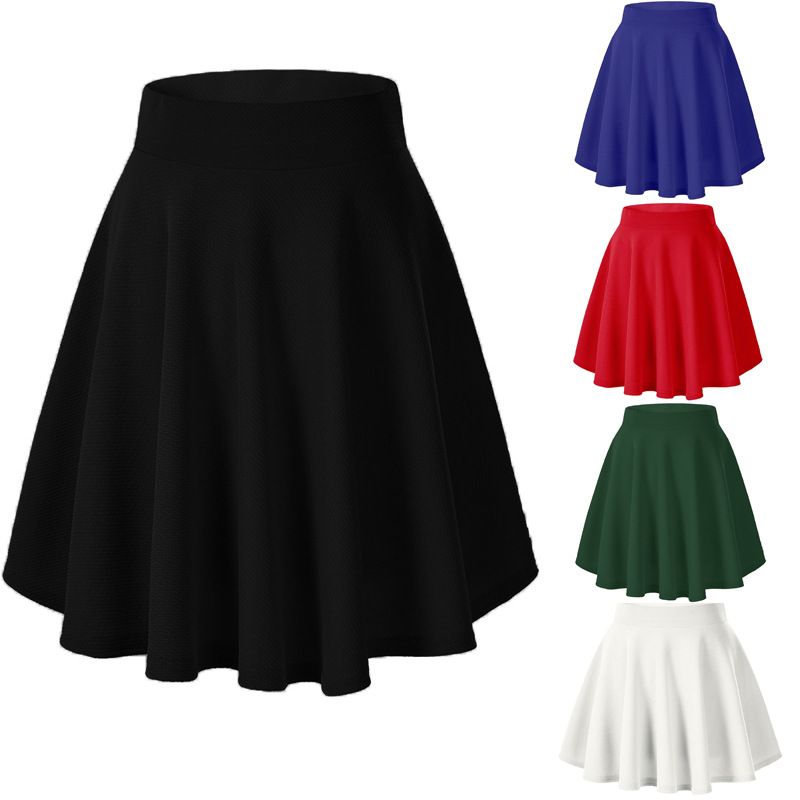 Spot Amazon Hot Selling Explosions Women's Splicing Solid Color Black Skirt Pleated Skirt Hip Loose