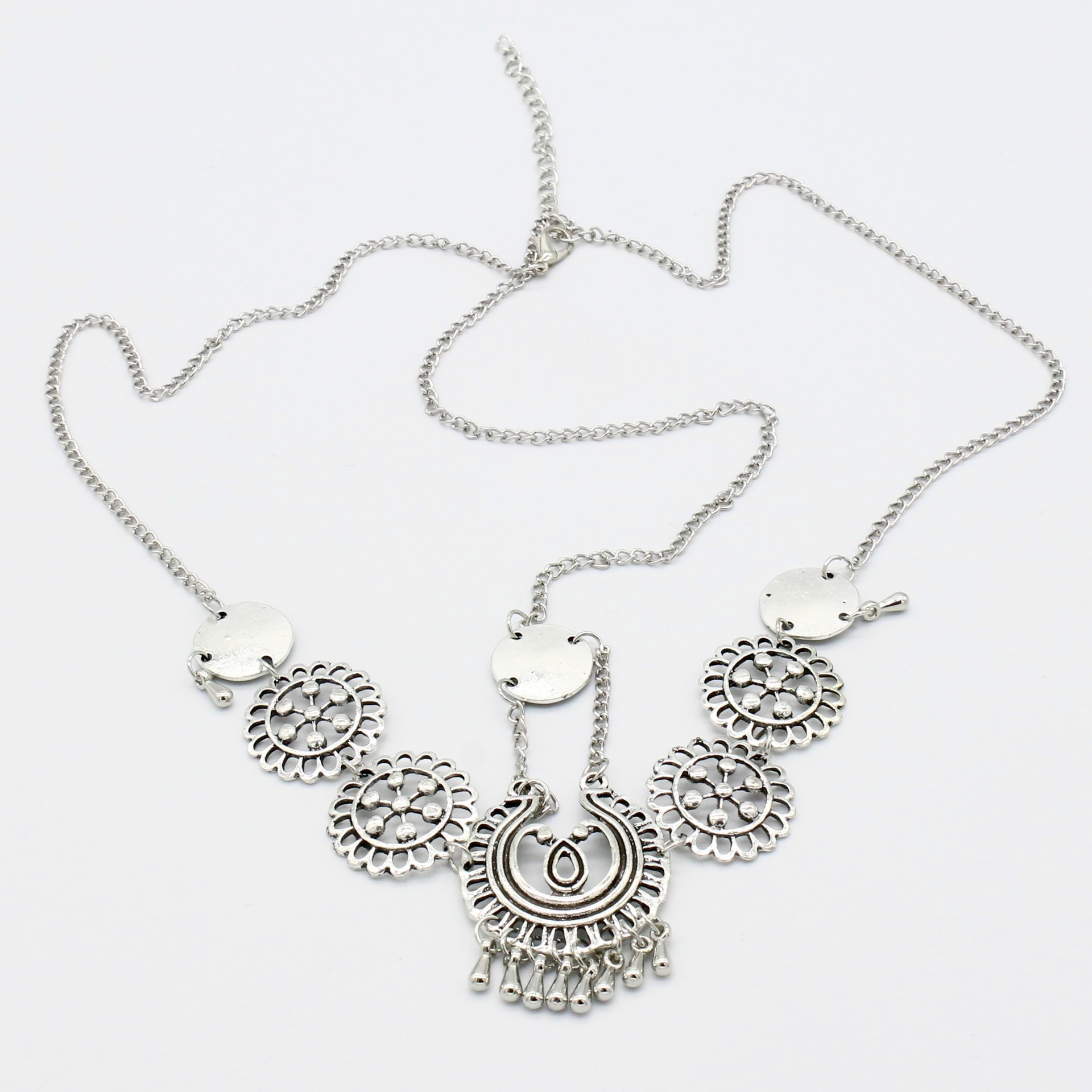 FD0005 European and American retro National style personality headdress metal carved tassel hair band hair band hair chain