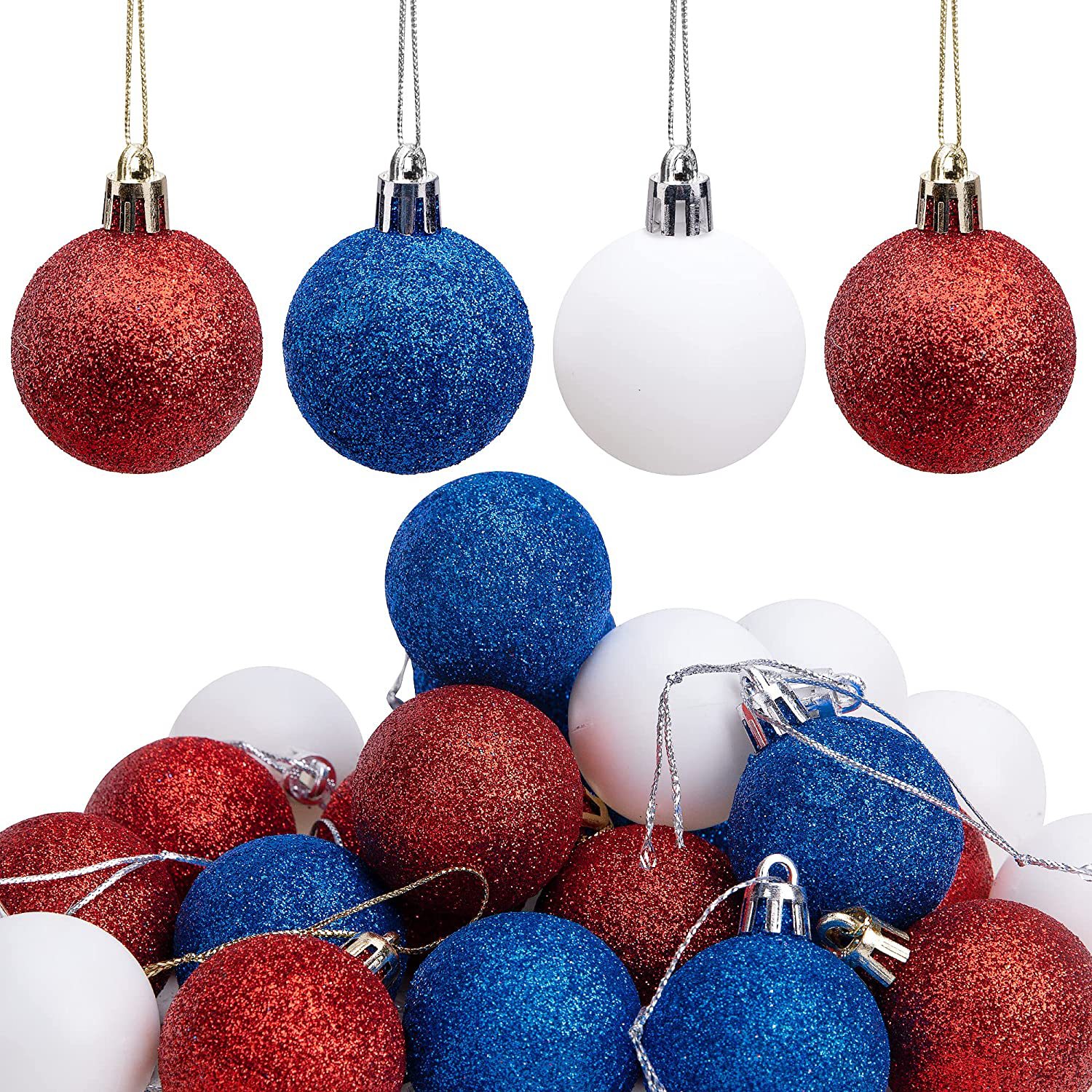 American Independence Day decorations 6CM American flag Christmas Ball American national day Patriotic Ball pendant 24PCS