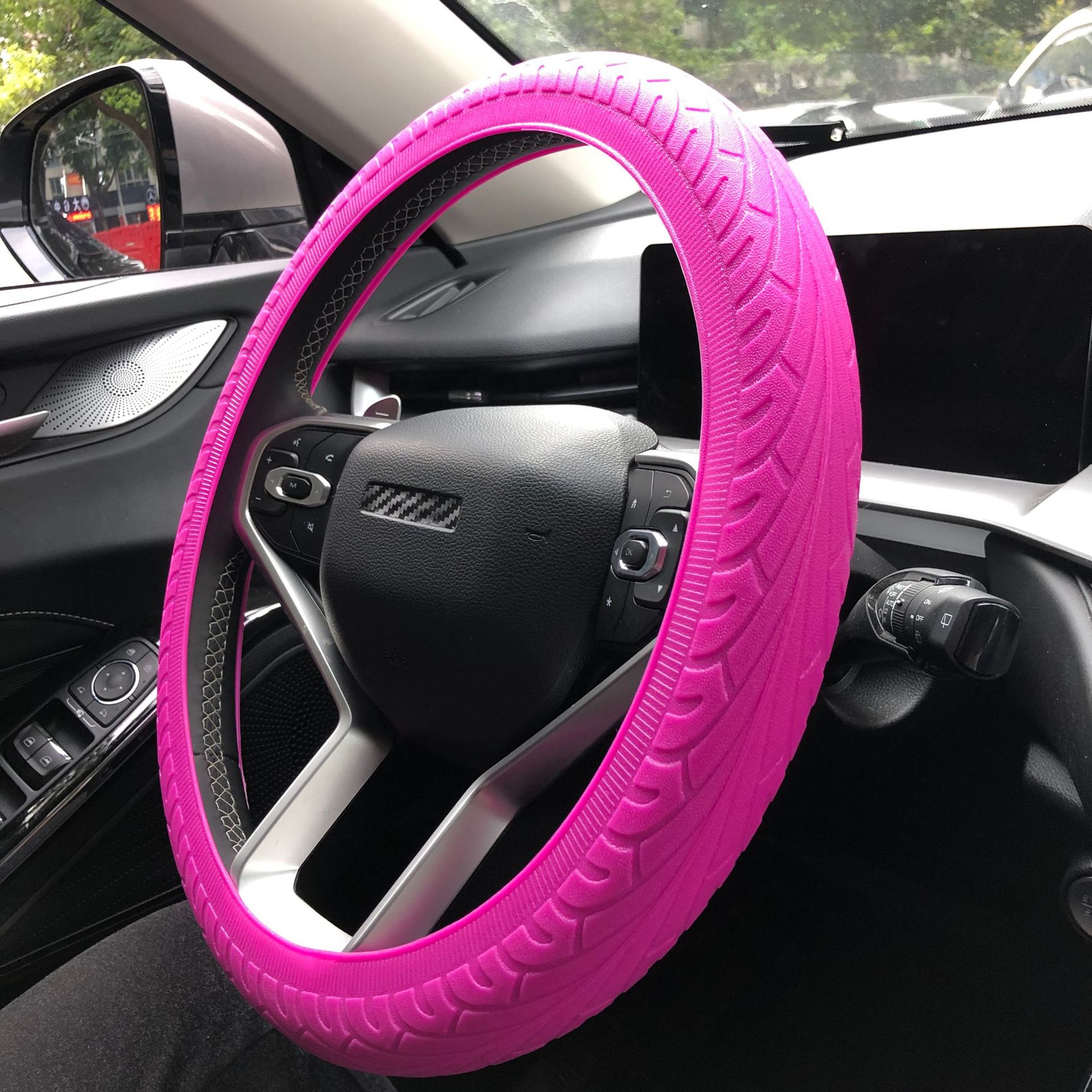 Car steering wheel cover silicone tire pattern steering wheel cover feel non-slip wear-resistant cover washable and easy to clean