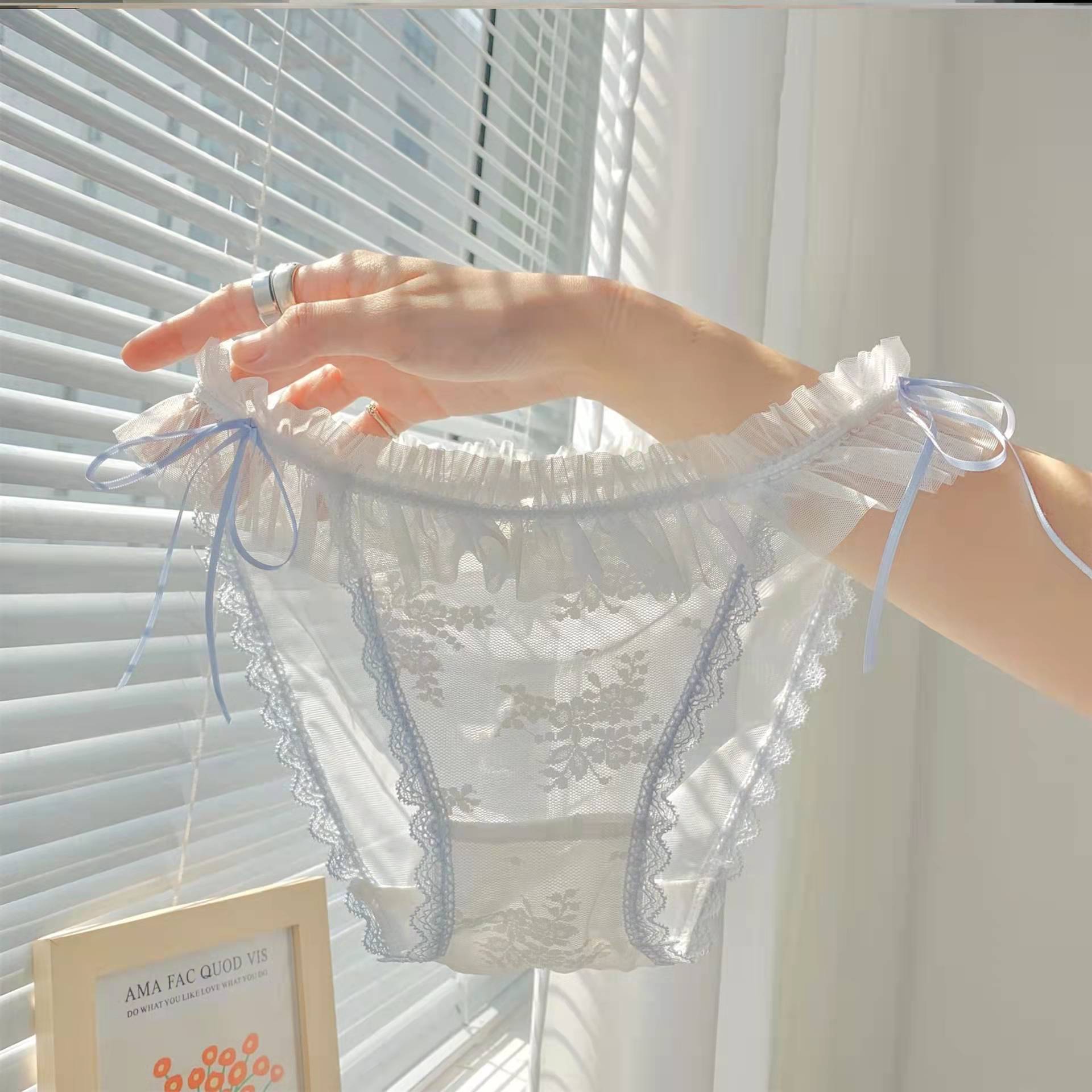 Pure White Milk Salt ~ Chopped Men's Sweet Mesh Fly Edge Sexy Girl's Underwear Summer Thin Sexy Lace Pure Cotton Panties