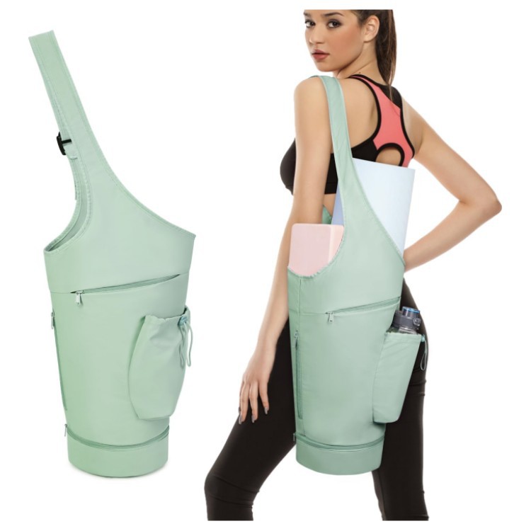Borsa per tappetino yoga, borsa lunga con apertura grande per tappetino yoga, tasca impermeabile e borsa per bottiglia d'acqua con coulisse_voghion.com
