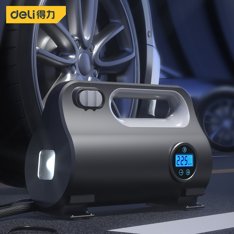 Deli car air pump electric portable car pump car tire automatic high pressure air pump