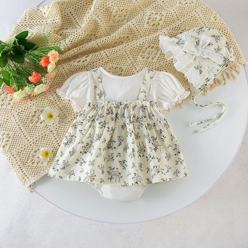 Baby Clothes Summer Dress Princess Super Cute Thin Summer jumpsuit Printed Short-sleeved Internet Celebrant Ha-ha Clothes Bag Fart Clothes