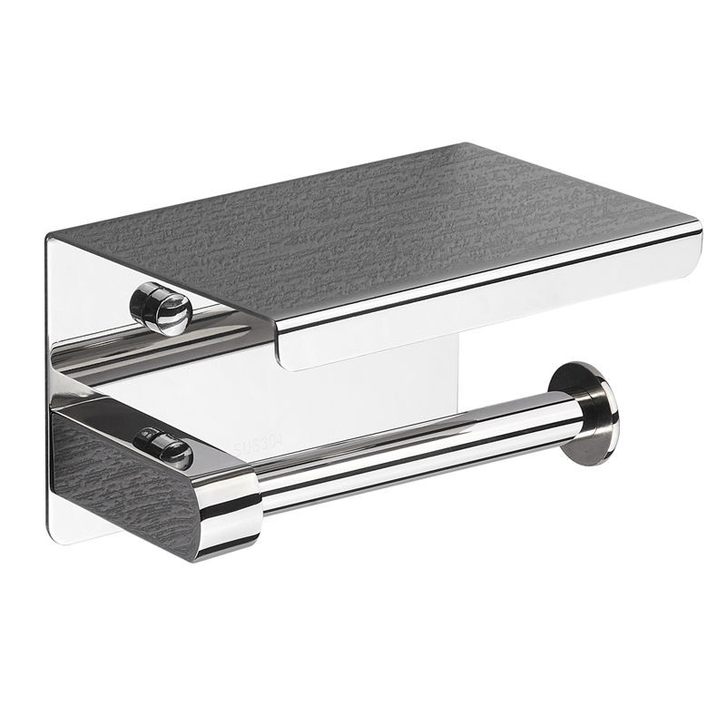 Stainless steel tissue holder punch-free wall-mounted kitchen toilet paper roll holder toilet bathroom toilet mobile phone storage rack