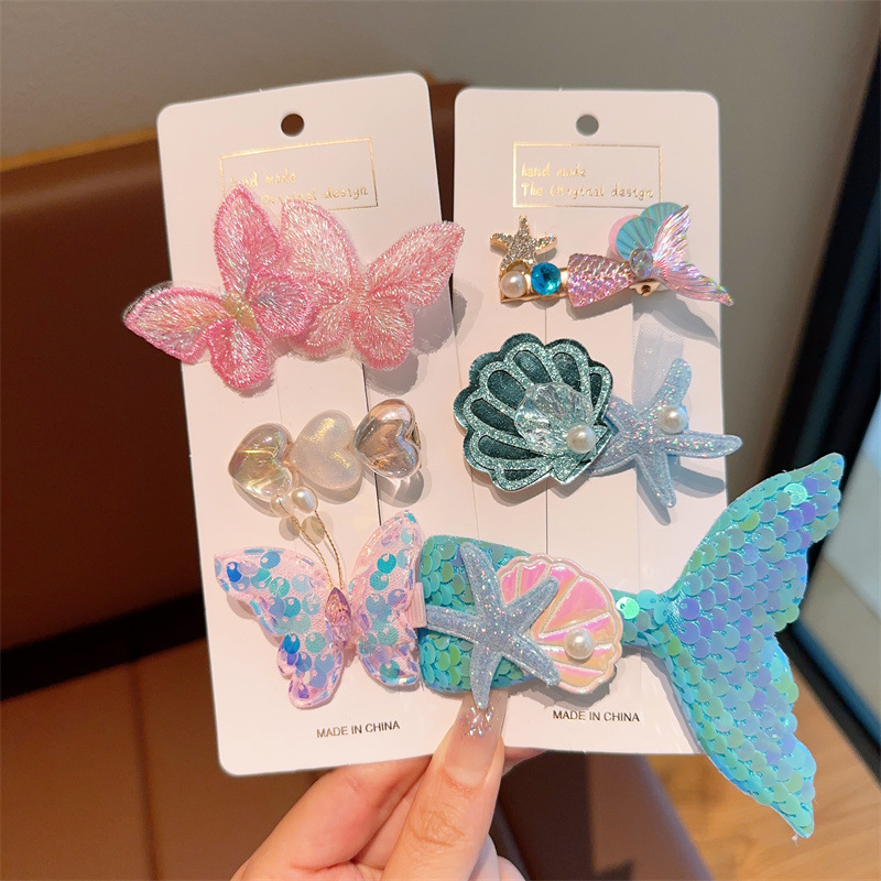 Children's Mermaid Hair Accessories Ice Snow Hair Pin Side Clip Little Princess Hair Clip Hair Accessories for Fairy Baby