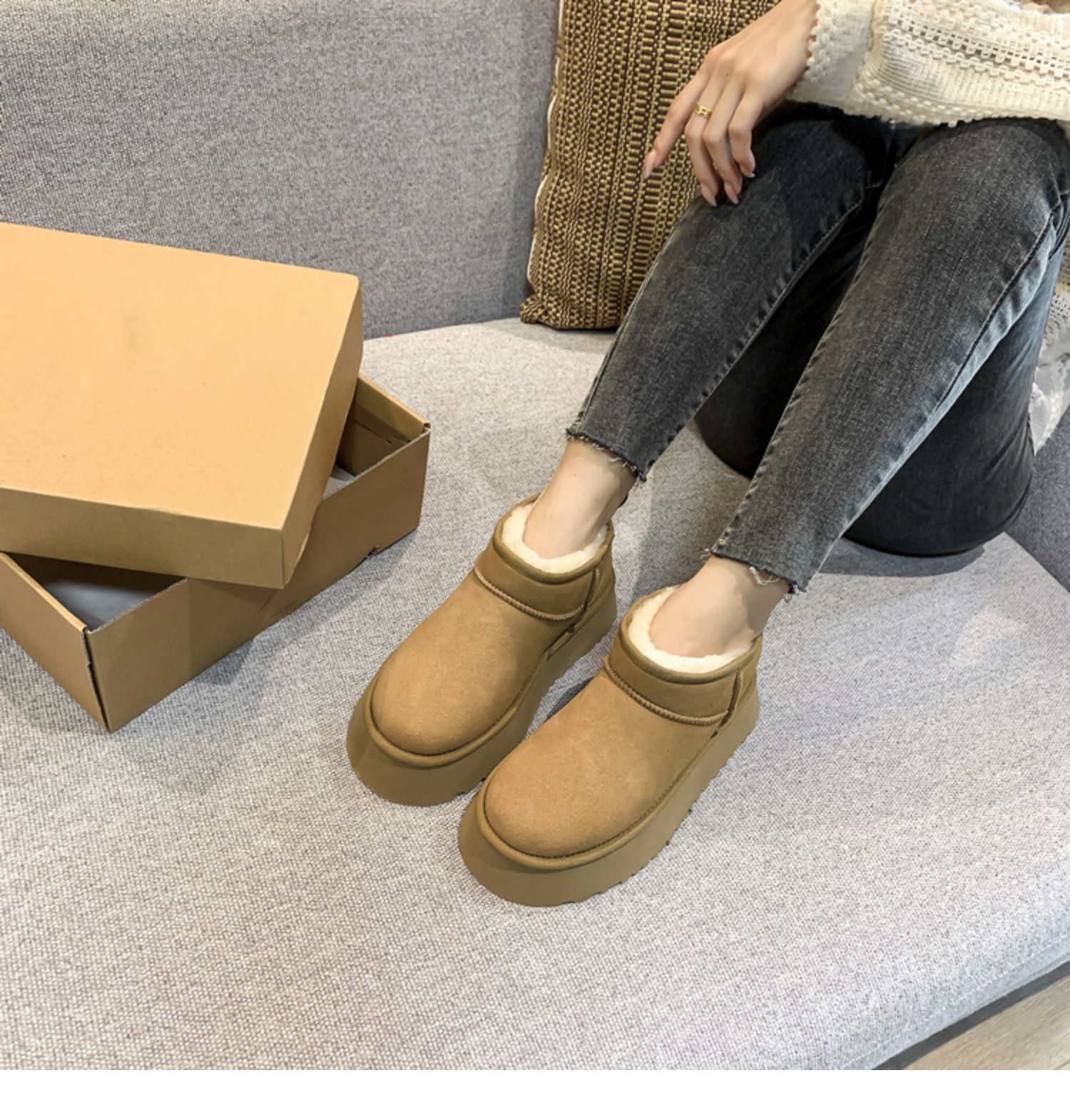 Snow Boots women's platform thick-soled outer wear 2023 Winter new fur integrated waterproof non-slip warm cotton shoes_voghion.com