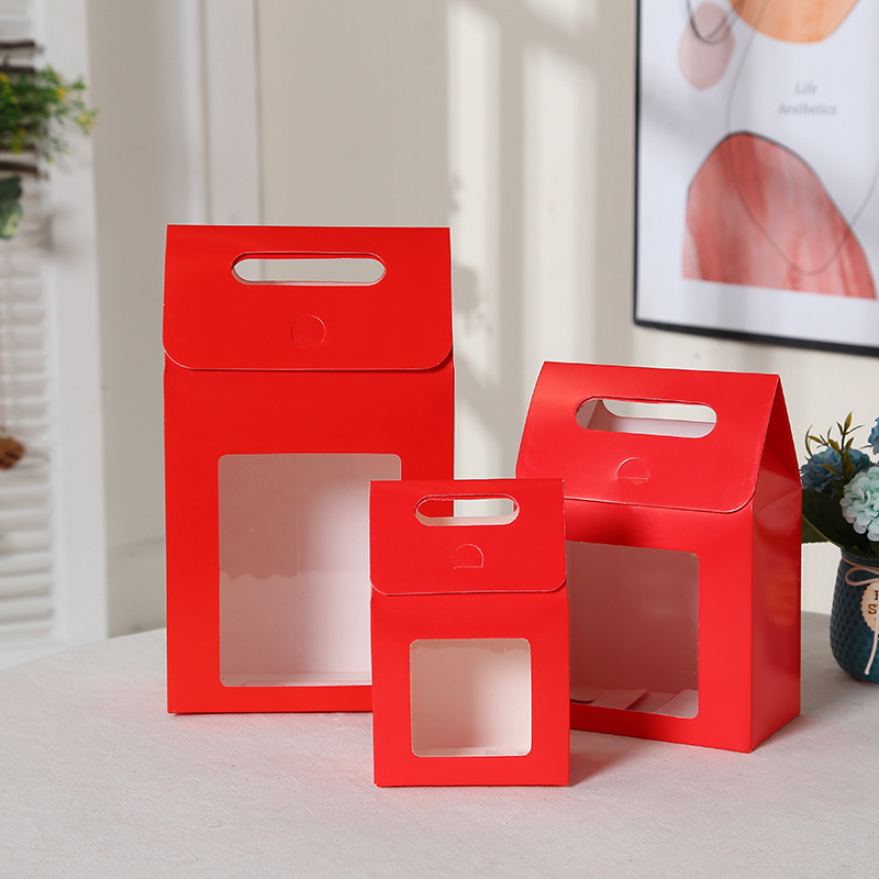 New window portable Kraft paper gift box small fresh simple solid color gift candy packaging box wholesale