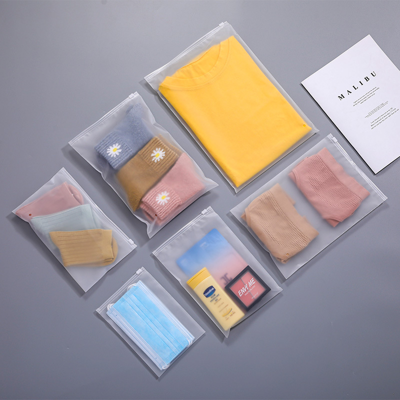 Frosted zipper packaging bag underwear clothing packaging bag pe plastic socks packaging bag clothes packing ziplock bag