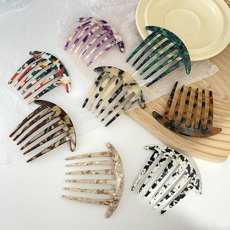 Creative Korean Style 6-Tooth Acrylic Insert Comb, Simple Retro Hanfu Hair Accessory, Unique High-End, Versatile Women's Comb