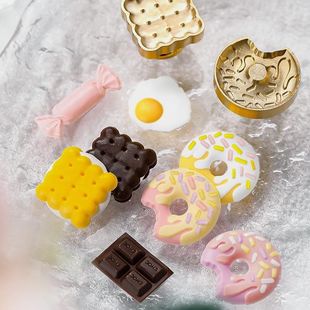 7month new foodie dessert series donut biscuit toffee fire paint seal brass seal head Wholesale