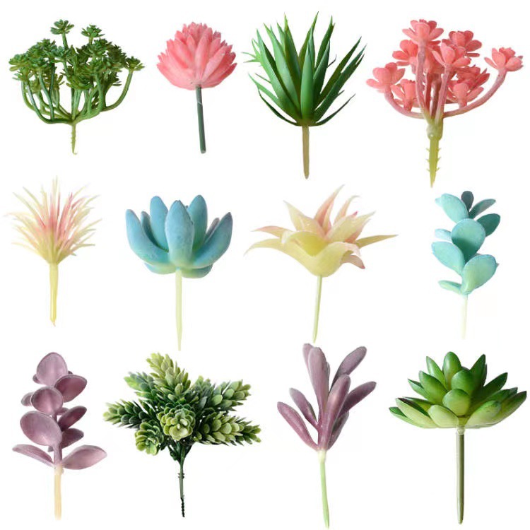 Simulation succulent bonsai flocking mini artificial fake succulent accessories green plant wall DIY home decoration ornaments