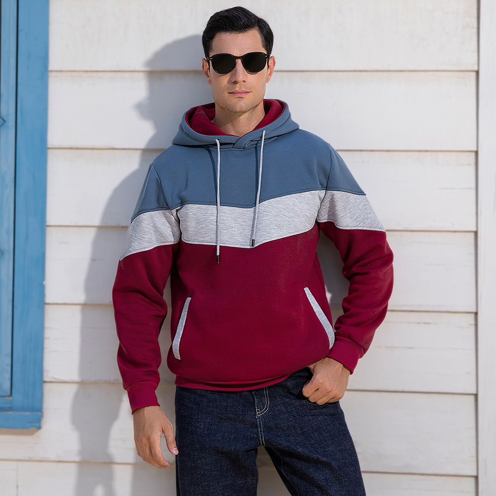 Men's Sweater Amazon Cross-border Color Matching Sweater for Autumn and Winter American Retro Trend Loose Large Size Pullover Men's Wholesale