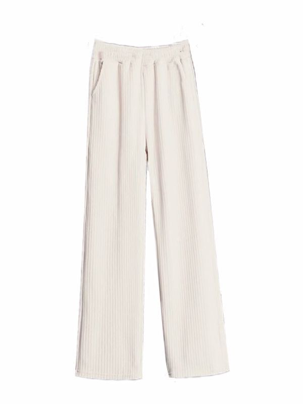 Special offer corduroy wide-leg pants for women autumn and winter 2023 new fleece-lined high waist draping straight casual corduroy pants