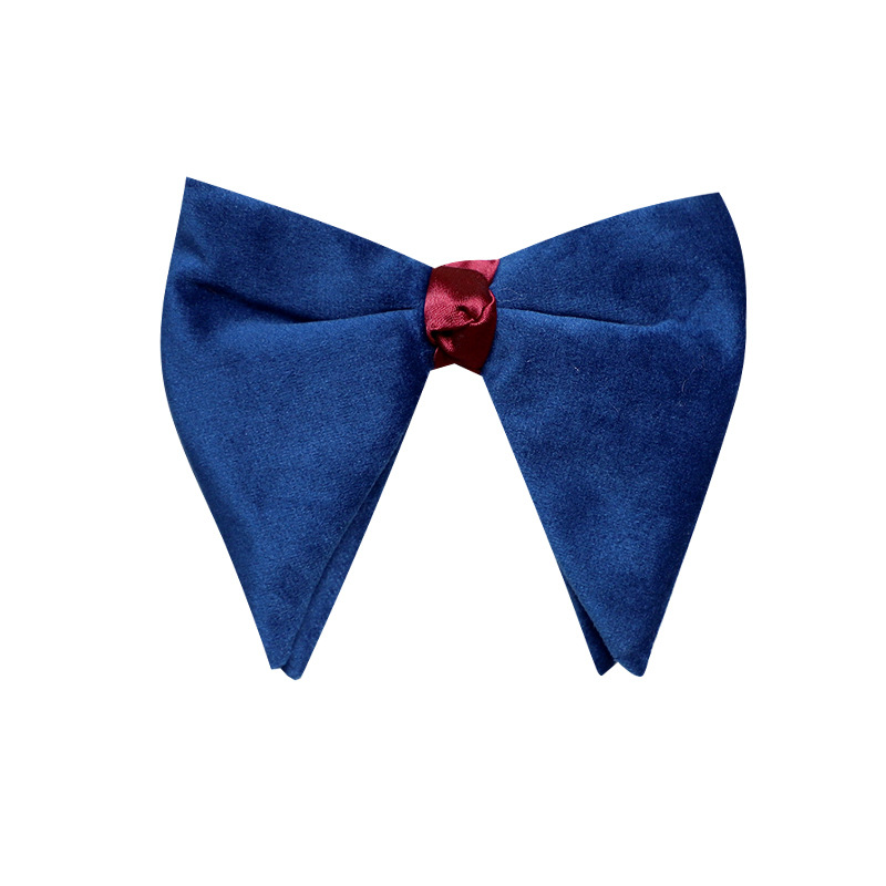 Simple banquet solid color velvet horn bow tie men's French style groom best man bow black wine red dark green