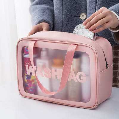 PU waterproof frosted cosmetic bag large capacity high-looking portable cosmetic storage bag wash bag wholesale