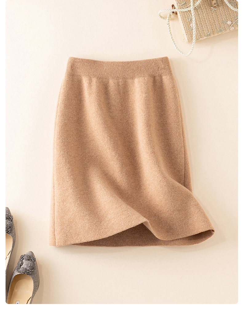 Wool Skirt Women's Short Skirt Small Autumn and Winter New Wool Skirt Unsplit Hip Skirt One-Step Skirt High Waist Long Skirt