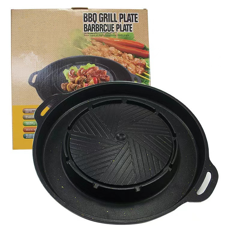 Factory wholesale rinse roast integrated pot barbecue plate barbecue plate outdoor teppanyaki card stove camping Maifan stone baking plate