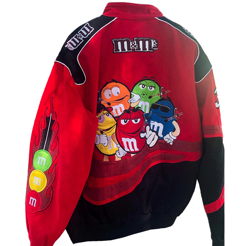 Cross-border 2023 autumn and winter New jacket Amazon motorcycle style color matching printed casual loose long sleeve personalized jacket