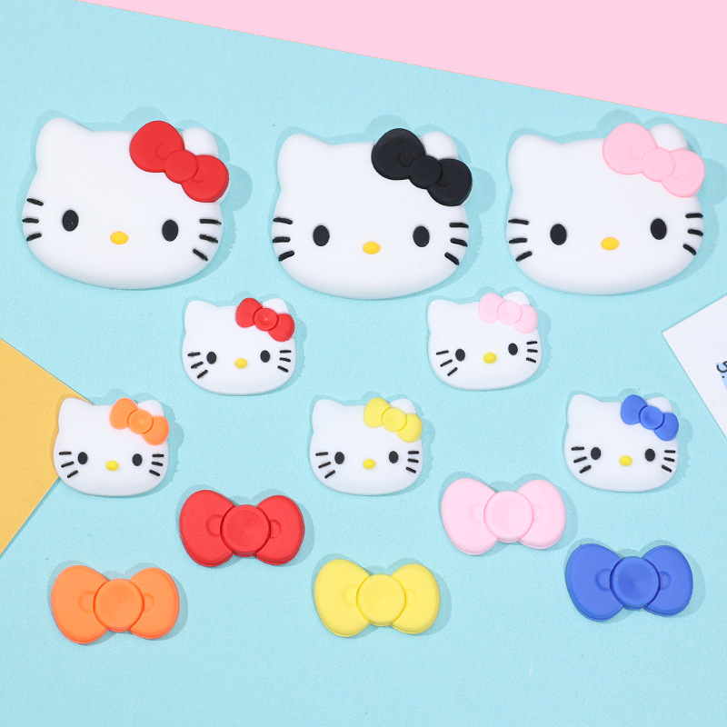 Three-dimensional Bow Tie Cat Large KT Cat DIY Soft Silicone Accessories Hook Decoration Mobile Phone Case Insulation Water Cup Tow
