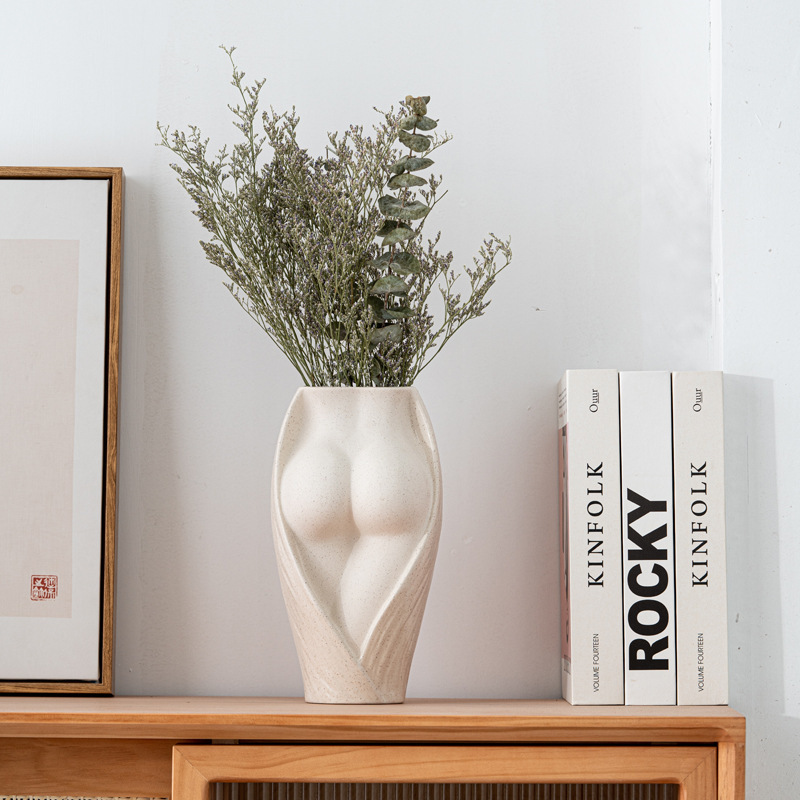 モディソンのまっすぐな筒の陶磁器の製品の半分の裸の花は人体の工芸品の装飾品の源の工場を挿し込んで卸売りして売ります。|undefined