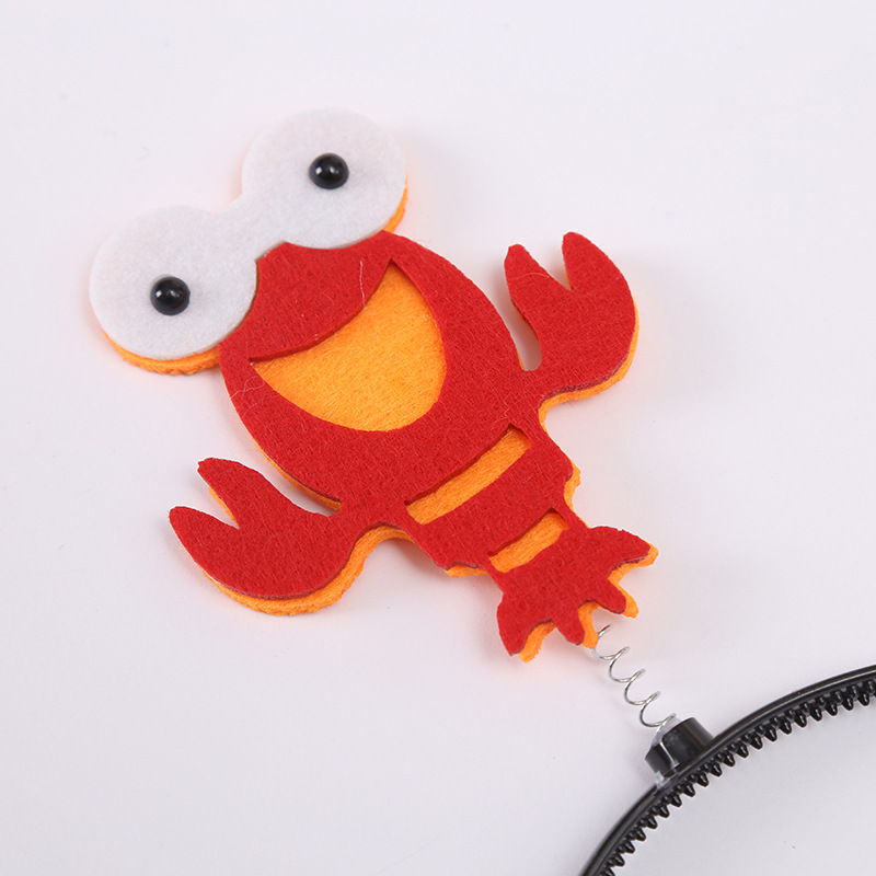 Cartoon Big Crab Headband Cute Children's New Year's Day Performance Hair Clamp Crayfish Headband Travel Photo Headwear Hair Accessories