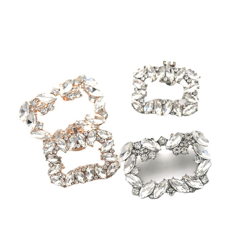 Women's Boots Upper Decoration Detachable Shoe Flower Crystal Shoe Clip Wedding Shoes Square Metal Buckle High Heels Accessories