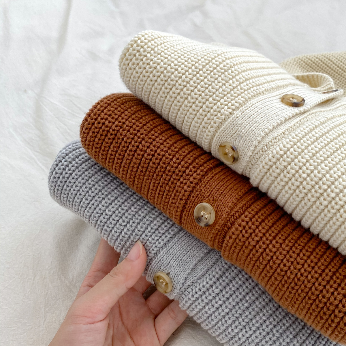 ins Korean style western style small coat 2024 new baby cotton knitted cardigan baby Western style sweater hoodie