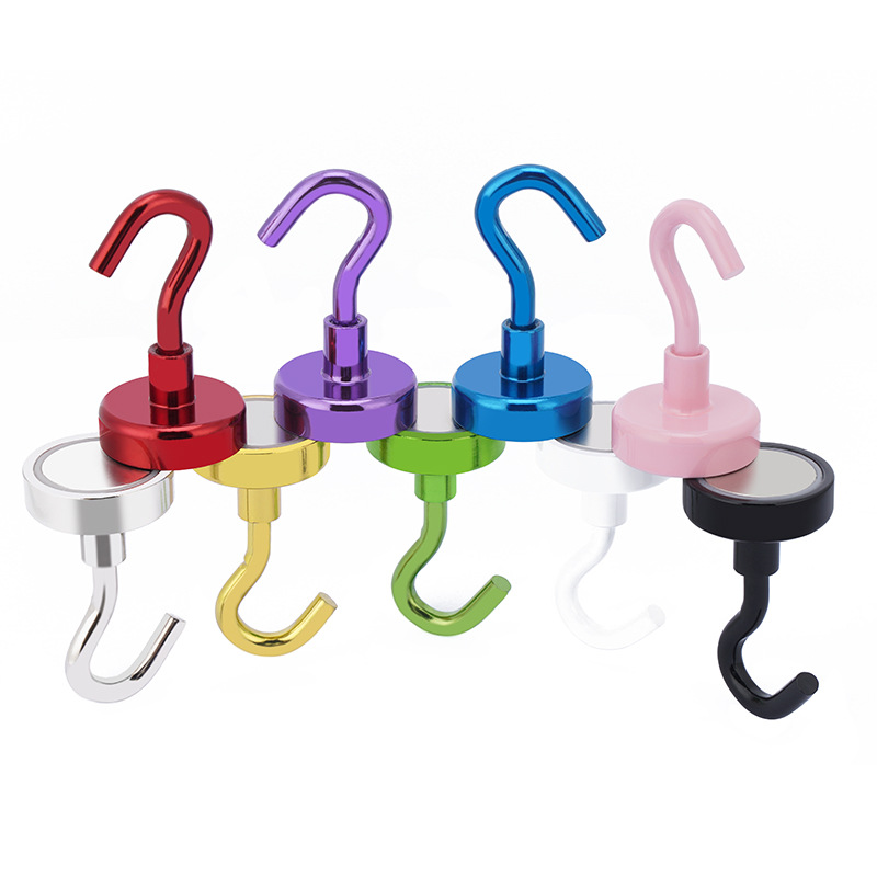 Factory direct supply NdFeB magnetic hook strong color magnet hook E16 metal plating color strong magnetic hook