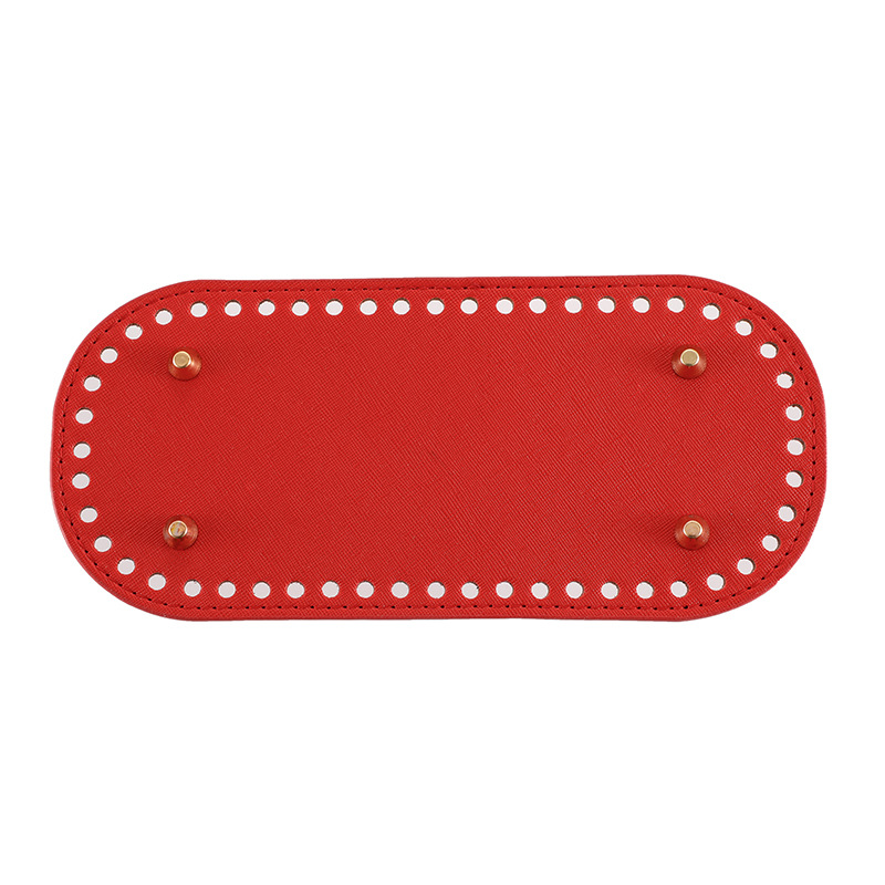 Wholesale diy hand woven bag 22*10cm 52 hole oval bottom accessories pu cross pattern